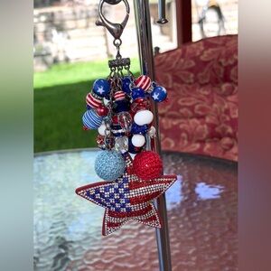 Custom Patriotic Purse Charm attached